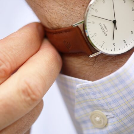 Personalised mens architect zephyr walnut contactless payment watch
