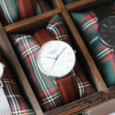 Personalised mens architect zephyr walnut contactless payment watch