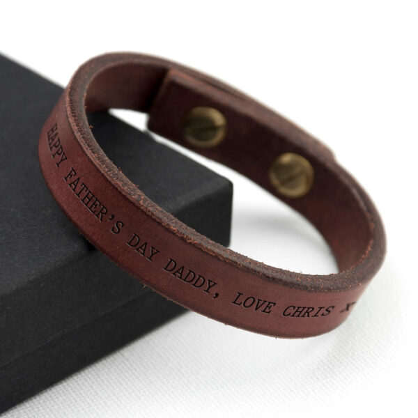 Personalised Men’s Brown Leather Bracelet: 1 - Bracelets By Gift Moments