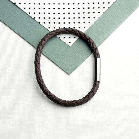 Personalised Men’s Capsule Tube Woven Bracelet In Cedar Brown: 5 - Bracelets By Gift Moments