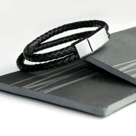 Personalised Men’s Dual Leather Woven Bracelets: 10 - Bracelets By Gift Moments