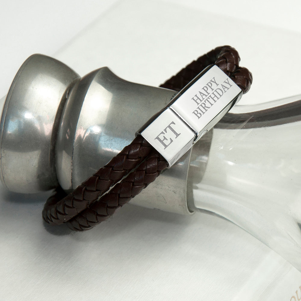 Personalised Men’s Dual Leather Woven Bracelets: 3 - Bracelets By Gift Moments