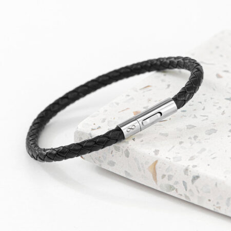 Personalised Men’s Infinity Capsule Leather Bracelets: 2 - Black - Bracelets By Gift Moments