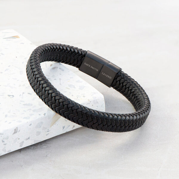 Personalised Men’s Leather Braided Bracelet: 1 - Bracelets By Gift Moments