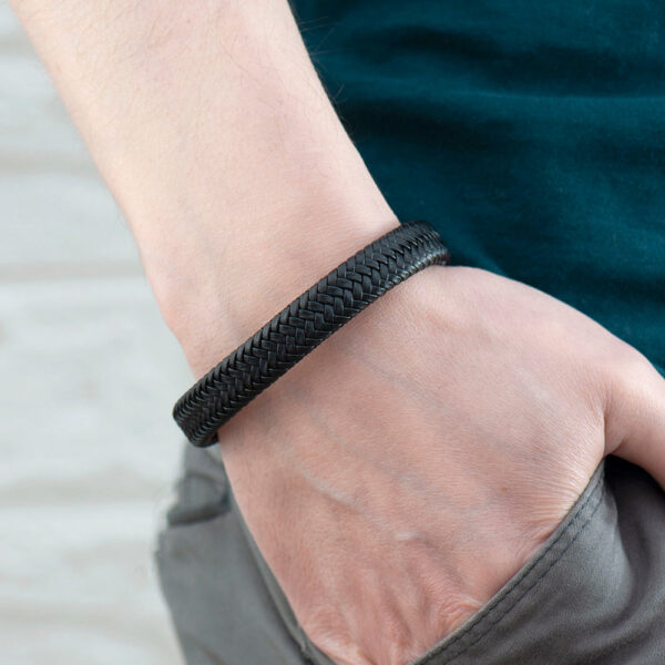Personalised Men’s Leather Braided Bracelet: 2 - Bracelets By Gift Moments