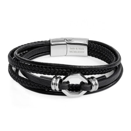 Personalised Men’s Mayfair Leather Bracelet: 10 - Bracelets By Gift Moments