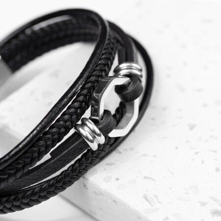 Personalised Men’s Mayfair Leather Bracelet: 8 - Bracelets By Gift Moments