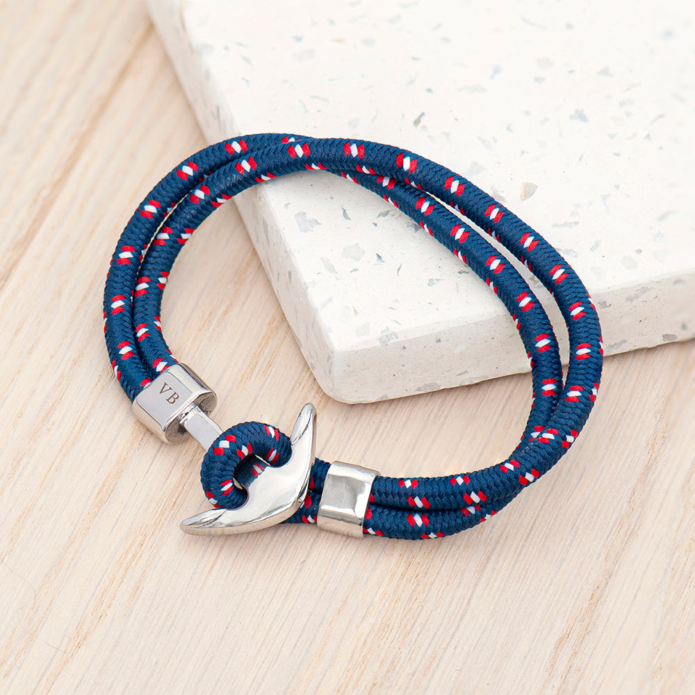 Personalised Men’s Nautical Anchor Rope Bracelets: 1 - Blue - Bracelets By Gift Moments