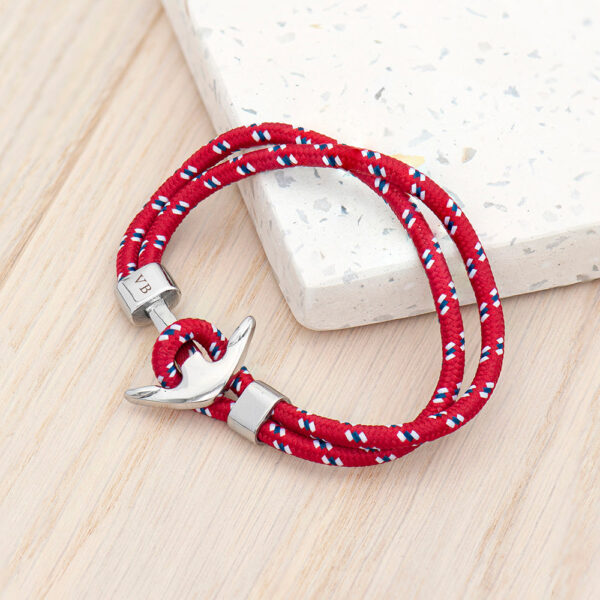 Personalised Men’s Nautical Anchor Rope Bracelets: 2 - Red - Bracelets By Gift Moments