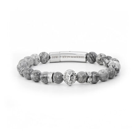 Personalised Men’s Silver Lion Jasper Stone Bracelet: 7 - Bracelets By Gift Moments