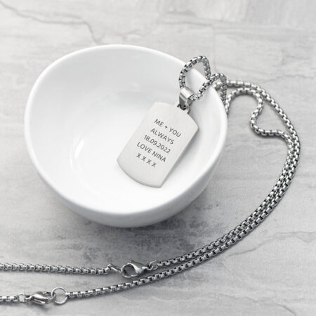 Personalised Men’s Snowflake Obsidian Dog Tag Necklace: 5 - Necklaces By Gift Moments