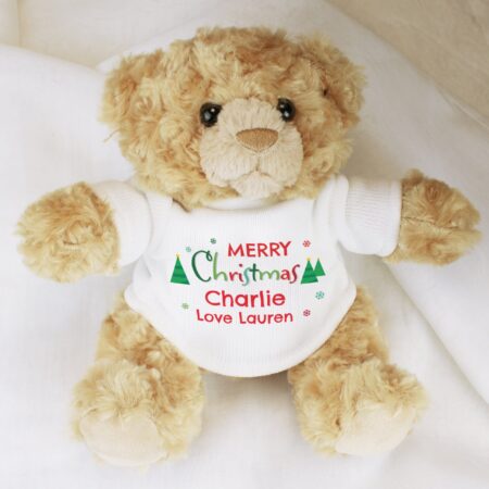 Personalised merry christmas teddy bear