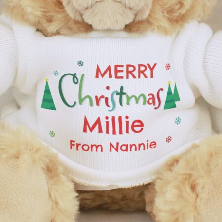 Personalised merry christmas teddy bear