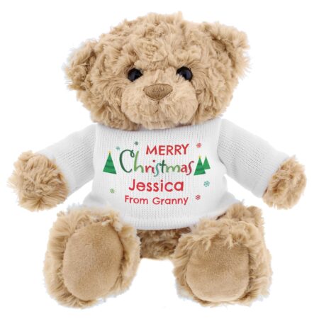 Personalised merry christmas teddy bear