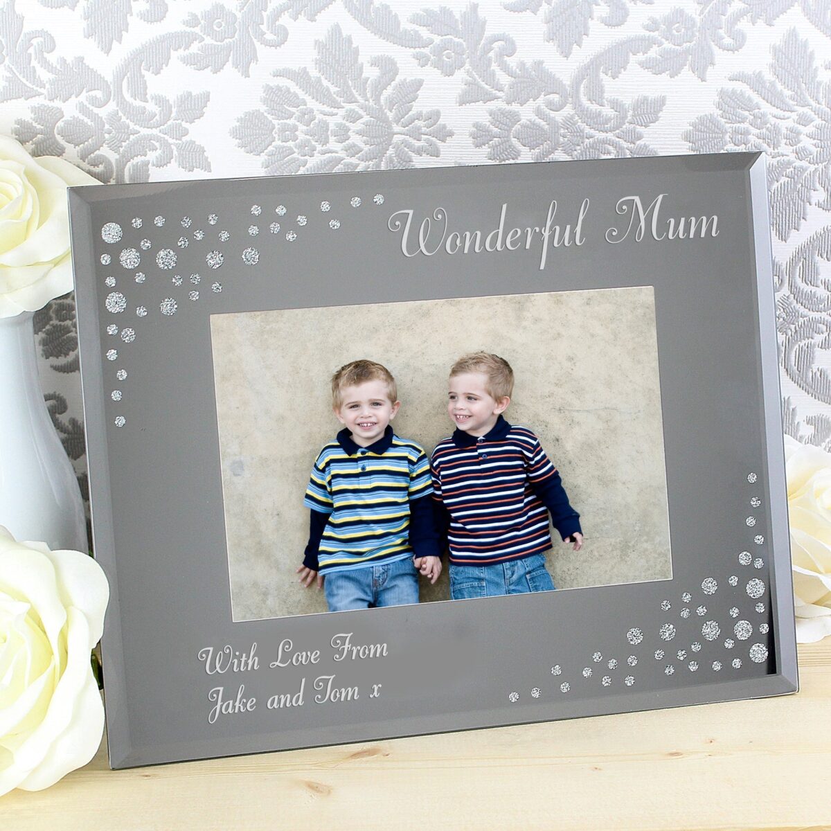 Personalised Any Message 6x4 Landscape Diamante Glass Photo Frame: 5 - Photo Frames By Gift Moments