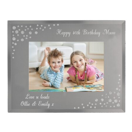 Personalised Any Message 6x4 Landscape Diamante Glass Photo Frame: 8 - Photo Frames By Gift Moments