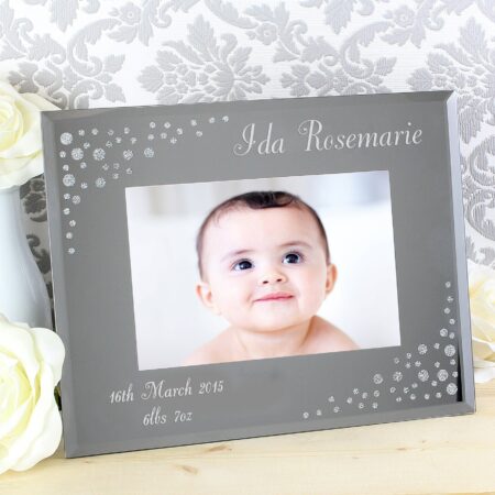 Personalised Any Message 6x4 Landscape Diamante Glass Photo Frame: 6 - Photo Frames By Gift Moments