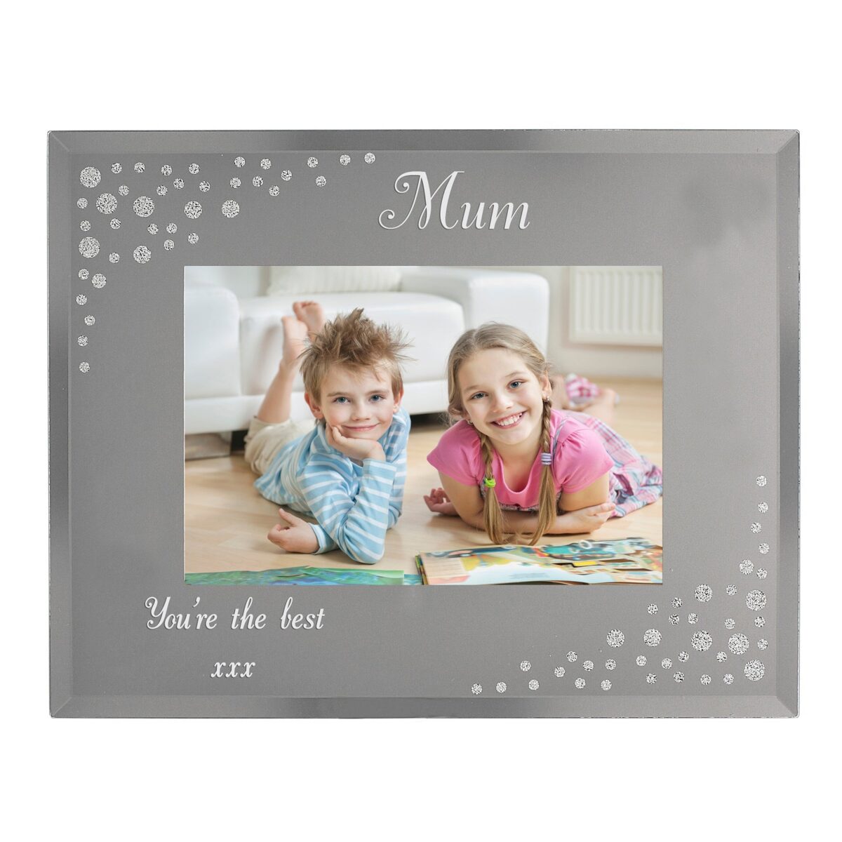 Personalised Any Message 6x4 Landscape Diamante Glass Photo Frame: 9 - Photo Frames By Gift Moments