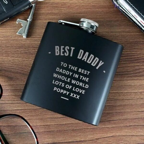 Personalised Any Message Black Hip Flask: 2 - Hip Flasks By Gift Moments