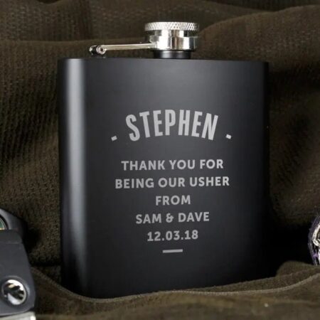 Personalised Any Message Black Hip Flask: 1 - Hip Flasks By Gift Moments