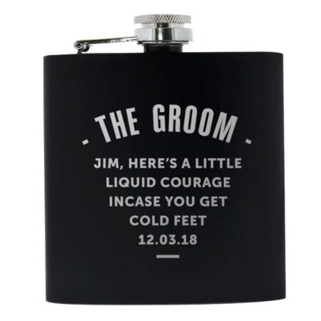 Personalised Any Message Black Hip Flask: 5 - Hip Flasks By Gift Moments
