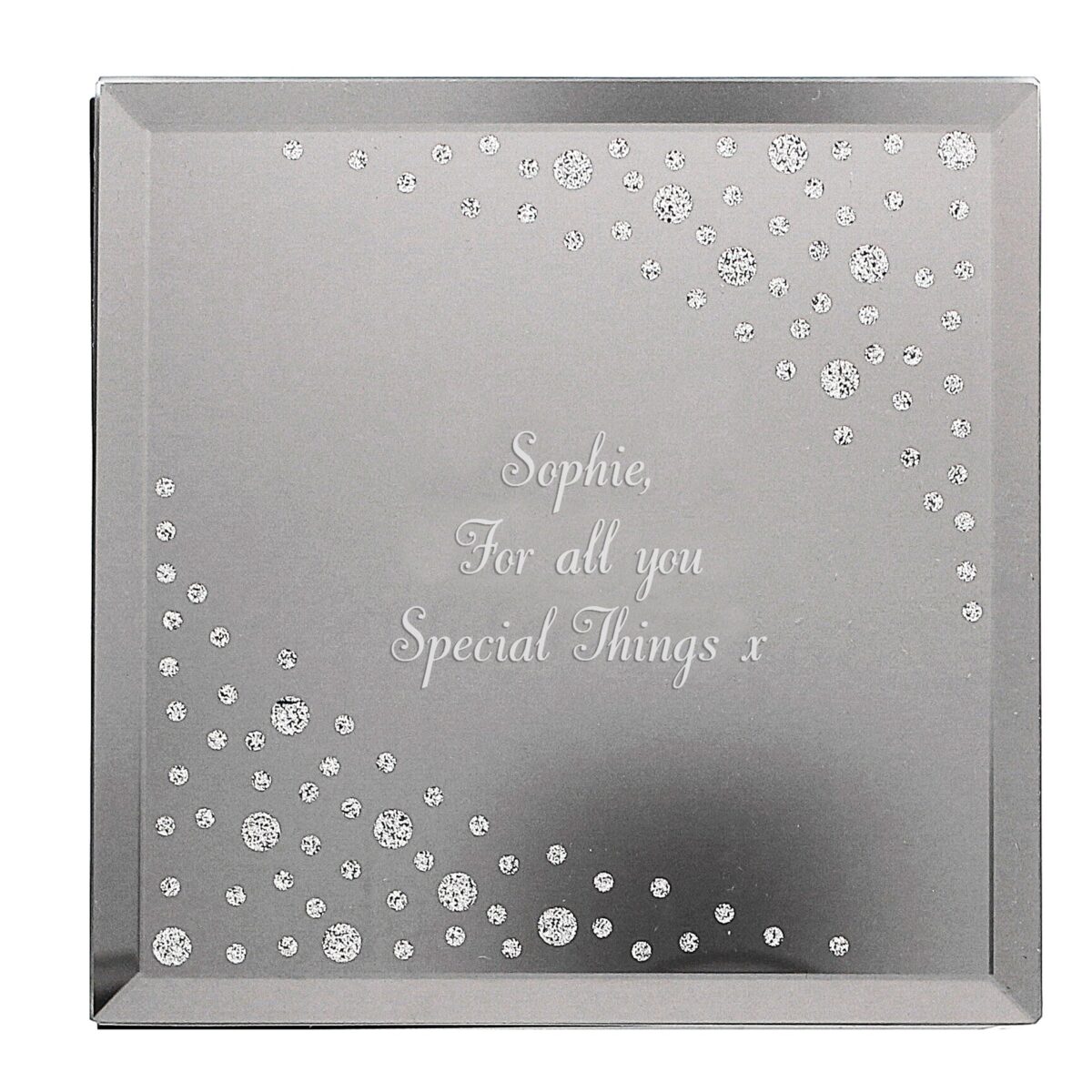 Personalised Any Message Diamante Glass Trinket Box: 4 - Trinket Boxes By Gift Moments