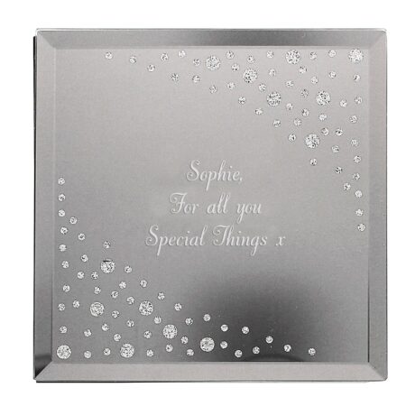 Personalised Any Message Diamante Glass Trinket Box: 4 - Trinket Boxes By Gift Moments