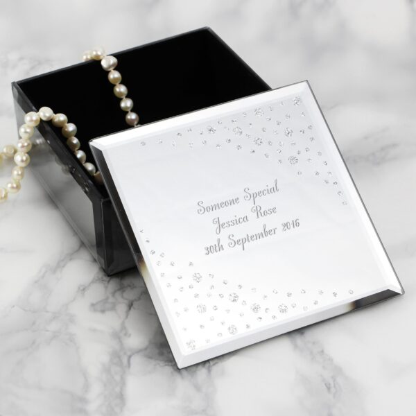Personalised Any Message Diamante Glass Trinket Box: 1 - Trinket Boxes By Gift Moments