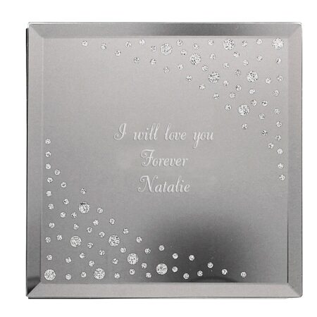 Personalised Any Message Diamante Glass Trinket Box: 5 - Trinket Boxes By Gift Moments