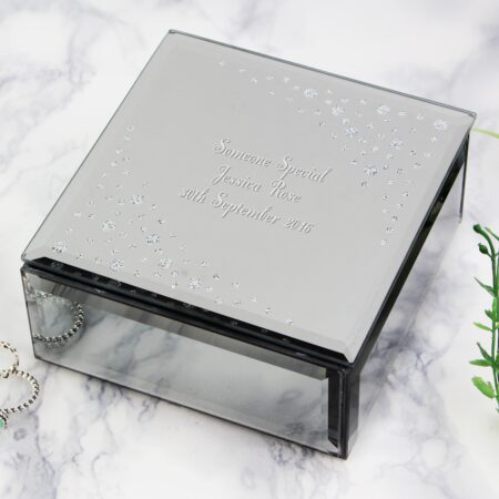 Personalised Any Message Diamante Glass Trinket Box: 2 - Trinket Boxes By Gift Moments