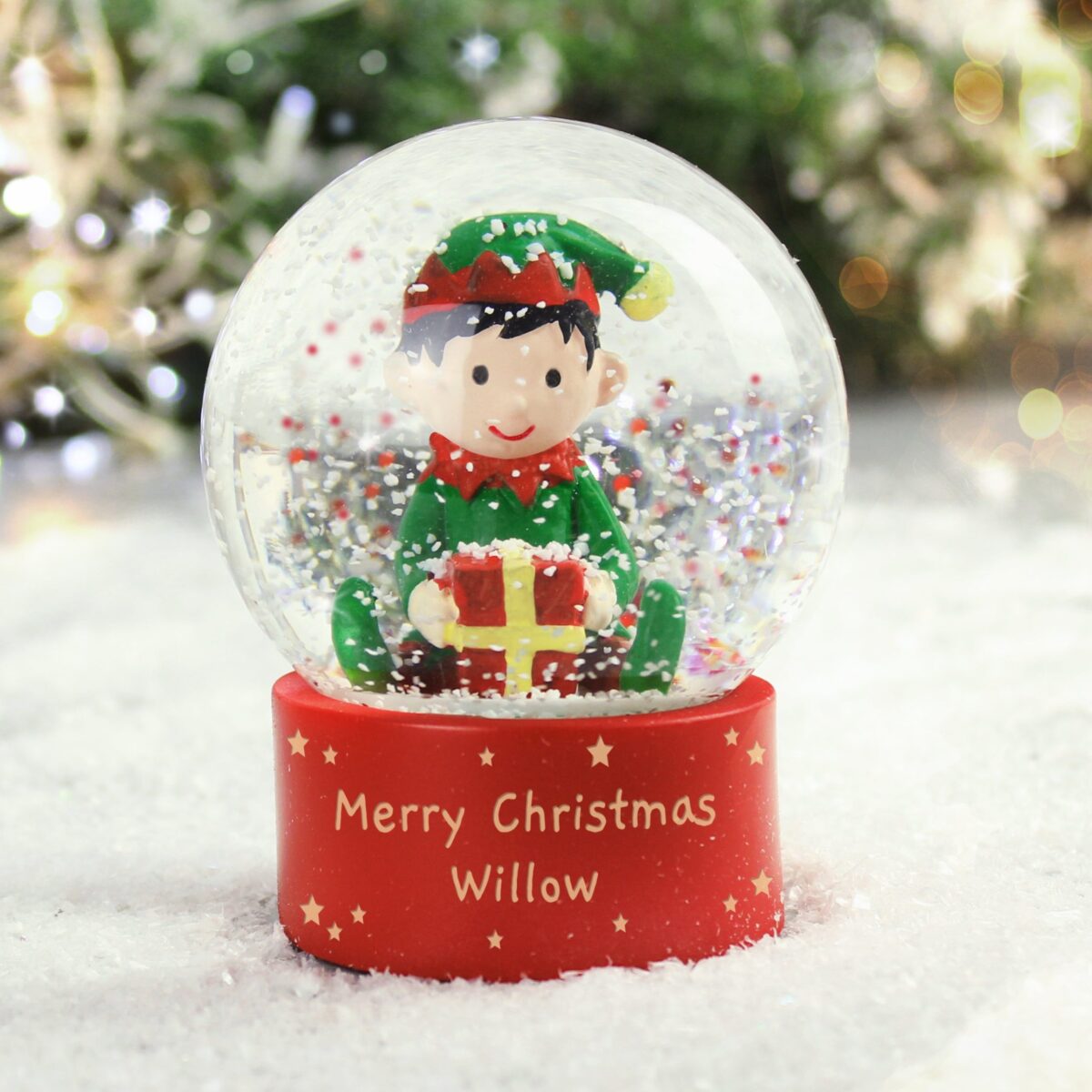 Personalised Message Elf Glitter Snow Globe: 3 - Snow Globes By Gift Moments