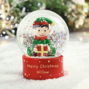 Personalised Message Elf Glitter Snow Globe: 3 - Snow Globes By Gift Moments