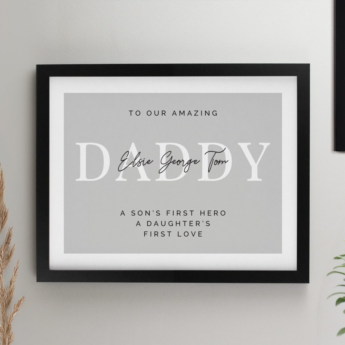 Personalised message framed prints black
