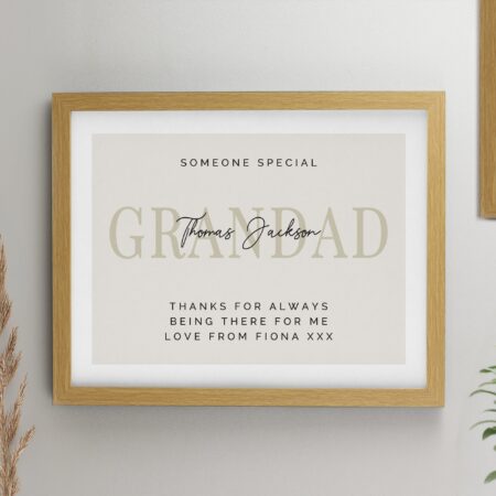 Personalised message framed prints oak