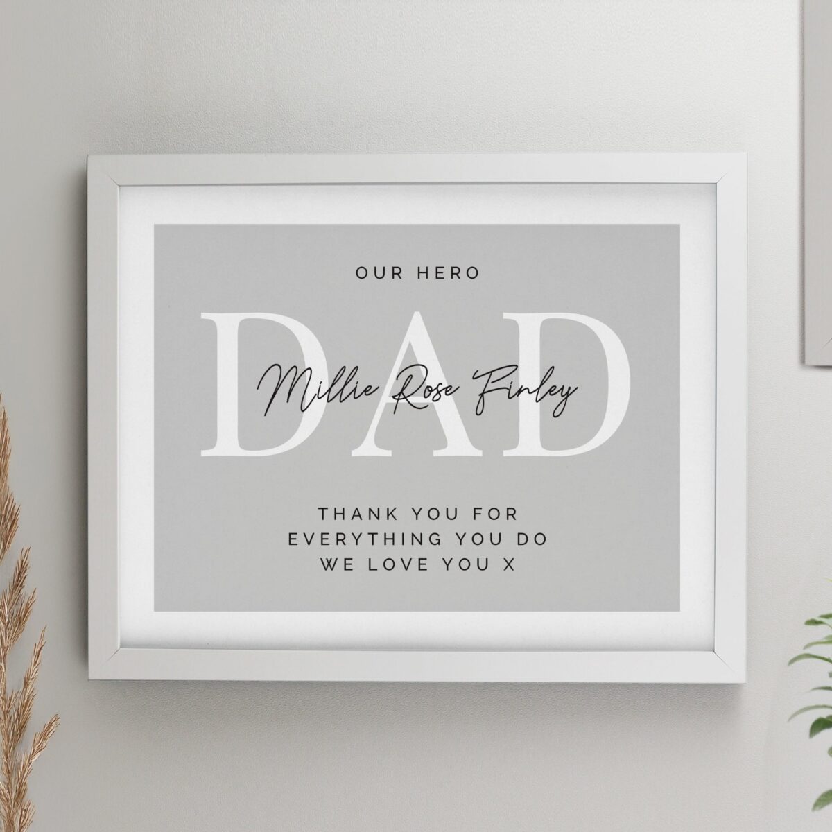 Personalised message framed prints white