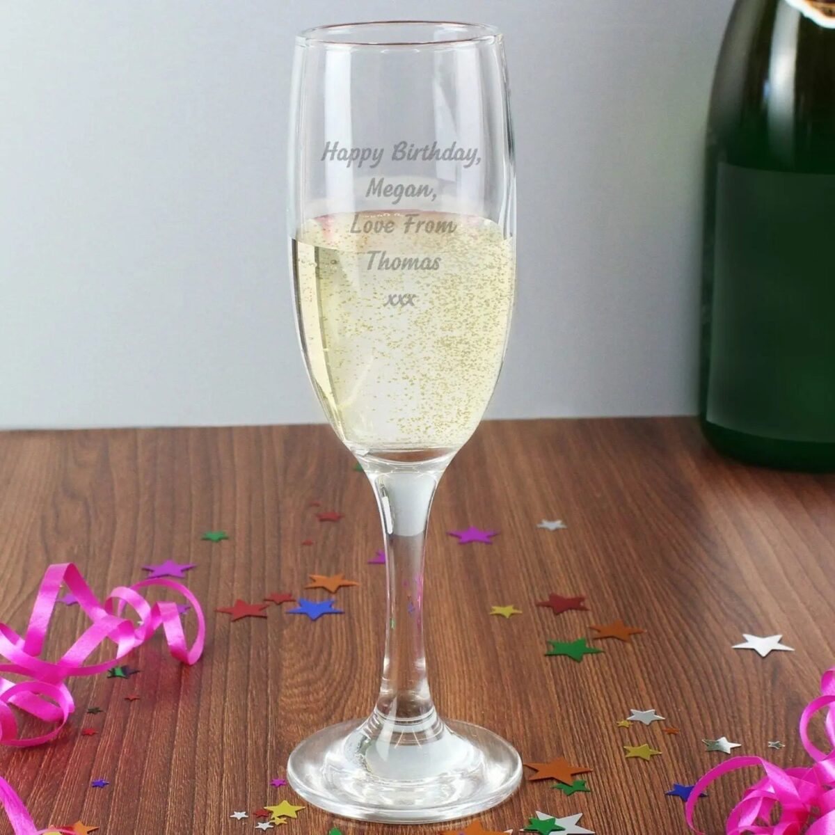 Personalised Any Message Prosecco Flute: 2 - Champagne Flutes By Gift Moments
