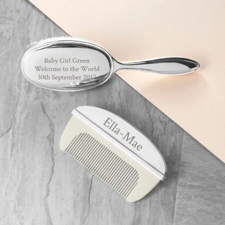 Personalised Message Silver Plated Baby Brush & Comb Set: 2 - Baby By Gift Moments