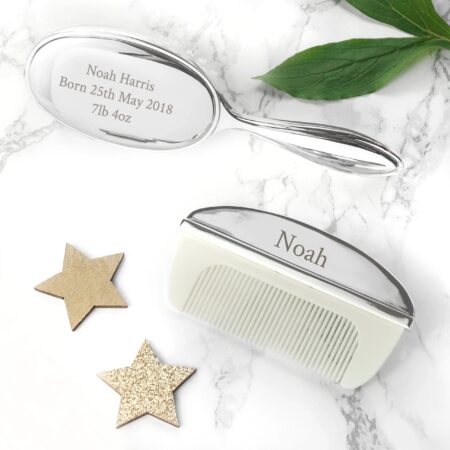 Personalised Message Silver Plated Baby Brush & Comb Set: 5 - Baby By Gift Moments