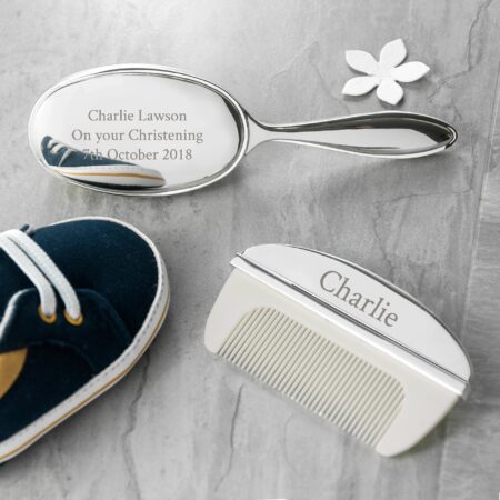 Personalised Message Silver Plated Baby Brush & Comb Set: 6 - Baby By Gift Moments