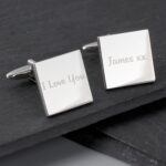 Personalised Any Message Square Cufflinks - 1 line: 1 - Cufflinks & Tie Slides By Gift Moments