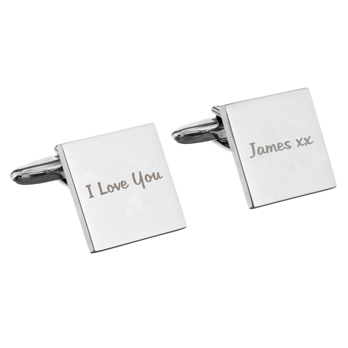 Personalised Any Message Square Cufflinks - 1 line: 5 - Cufflinks & Tie Slides By Gift Moments