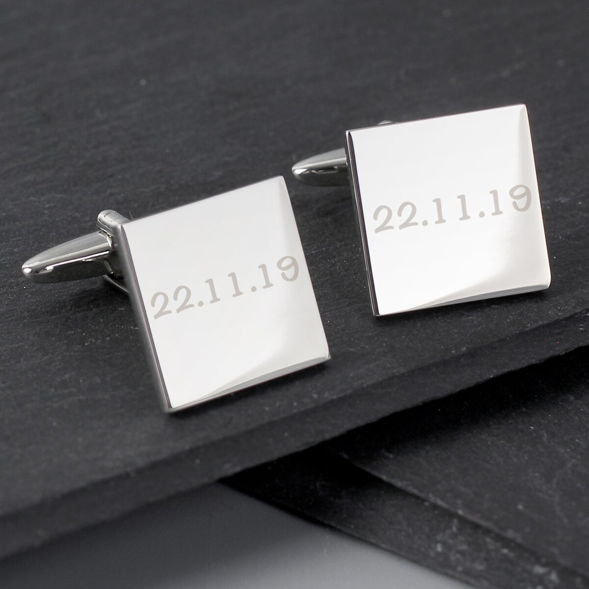 Personalised Any Message Square Cufflinks - 1 line: 2 - Cufflinks & Tie Slides By Gift Moments