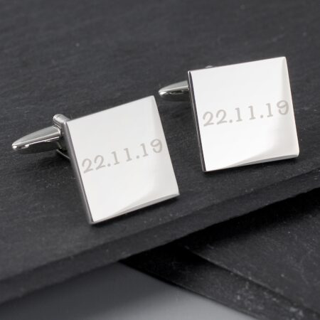 Personalised Any Message Square Cufflinks - 1 line: 2 - Cufflinks & Tie Slides By Gift Moments