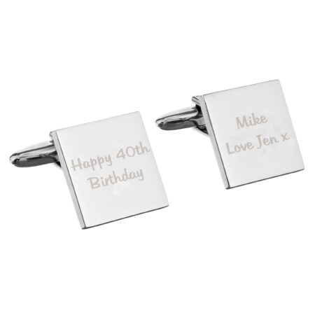 Personalised Any Message Square Cufflinks - 2 lines: 4 - Cufflinks & Tie Slides By Gift Moments