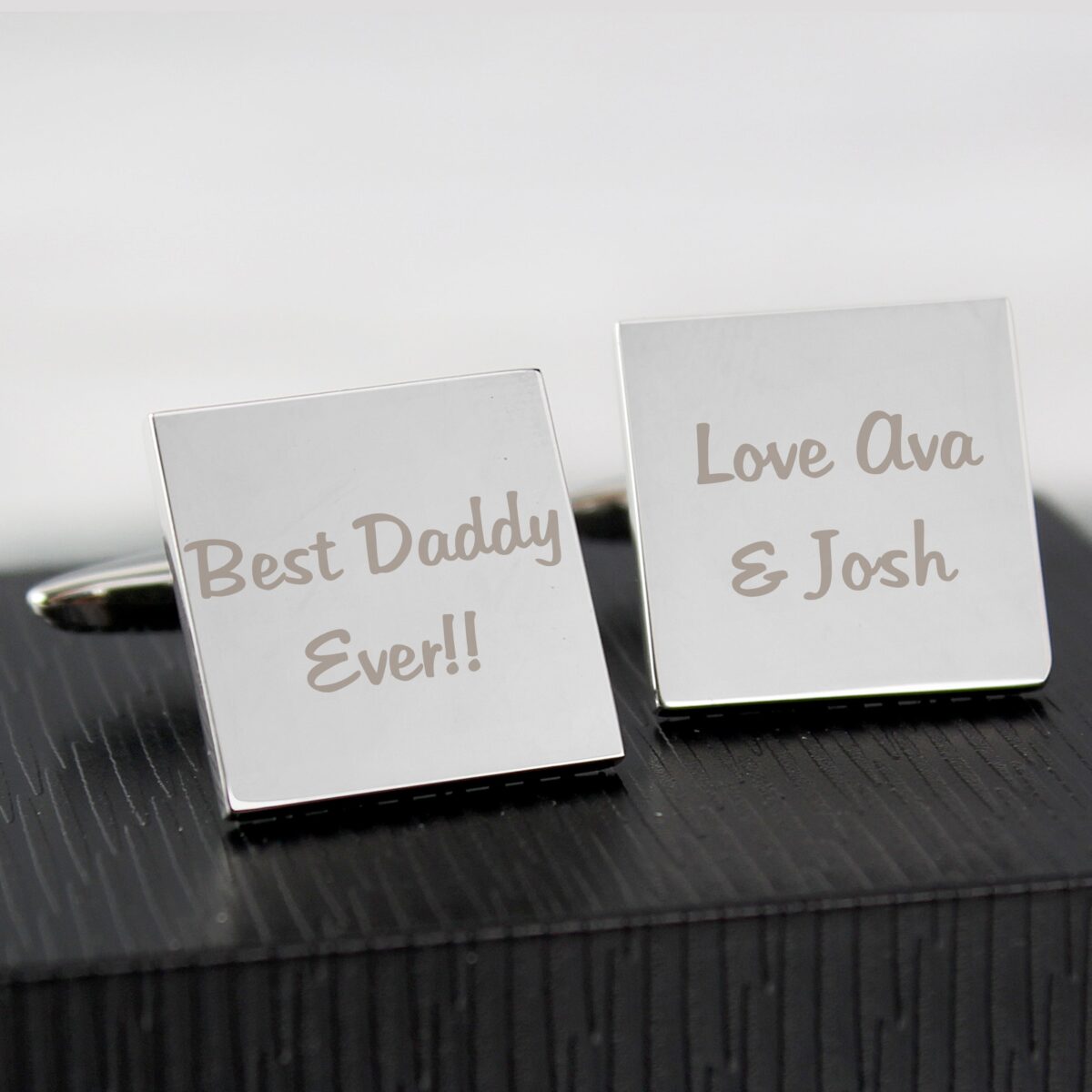 Personalised Any Message Square Cufflinks - 2 lines: 2 - Cufflinks & Tie Slides By Gift Moments
