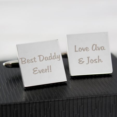 Personalised Any Message Square Cufflinks - 2 lines: 2 - Cufflinks & Tie Slides By Gift Moments