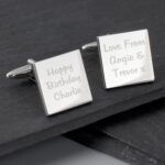 Personalised Any Message Square Cufflinks - 3 lines: 1 - Cufflinks & Tie Slides By Gift Moments
