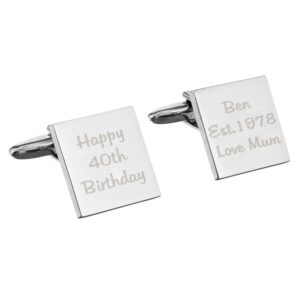 Personalised Any Message Square Cufflinks - 3 lines: 3 - Cufflinks & Tie Slides By Gift Moments