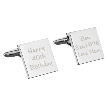 Personalised Any Message Square Cufflinks - 3 lines: 3 - Cufflinks & Tie Slides By Gift Moments