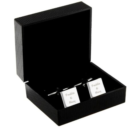 Personalised Any Message Square Cufflinks - 3 lines: 4 - Cufflinks & Tie Slides By Gift Moments